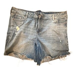 Old Navy Womens Denim Shorts Distressed Frayed Hem Mid Rise Size‎ 22 Blue